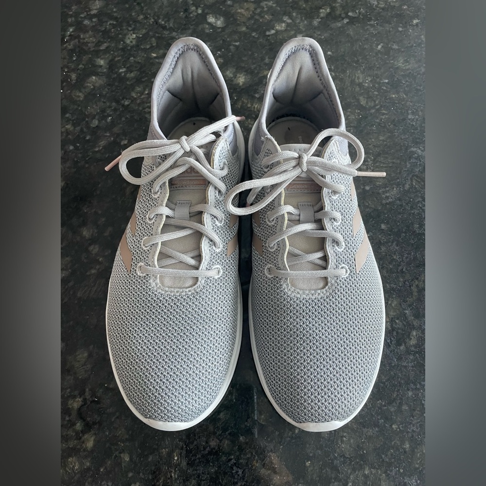 Grey and white Adidas sneakers size 8.5